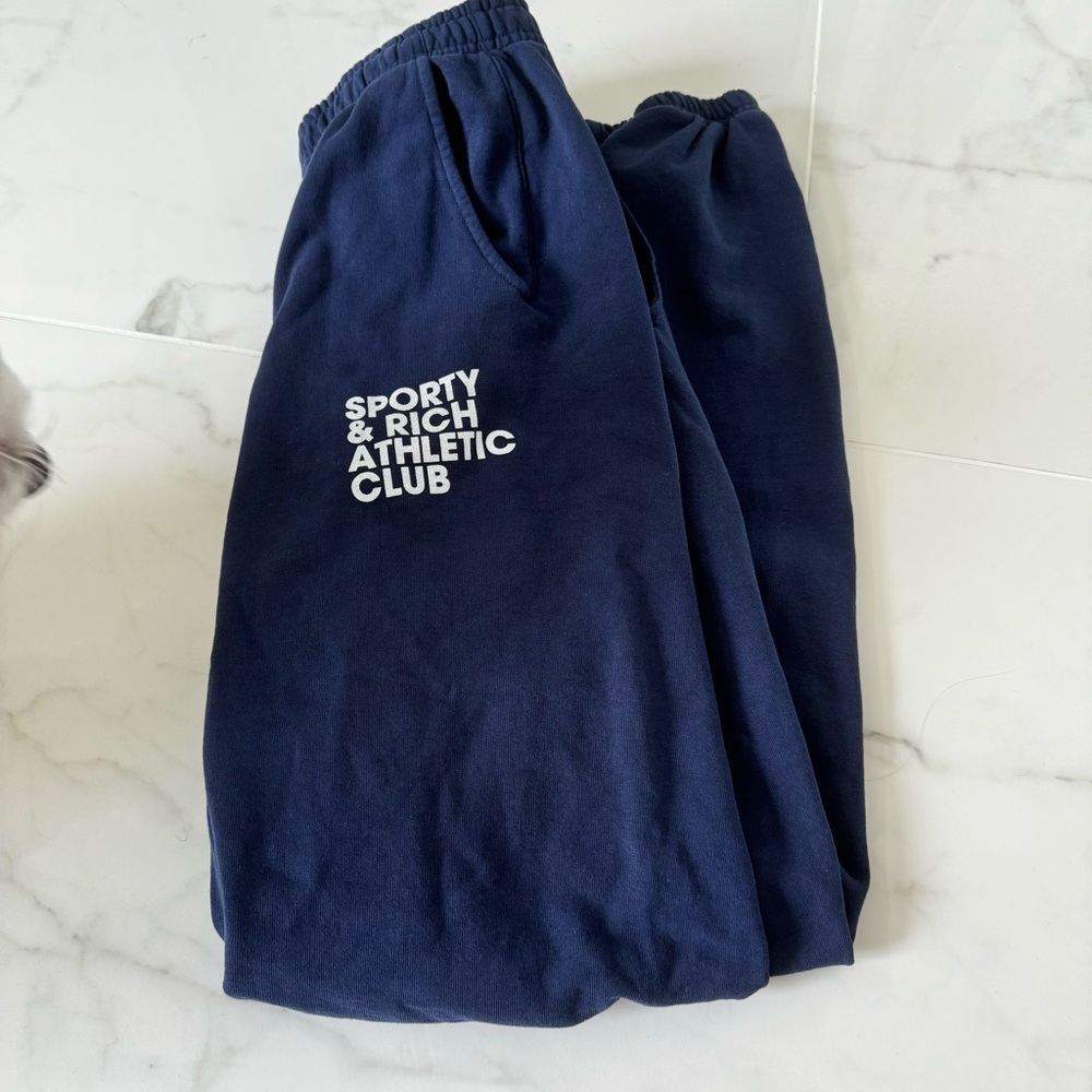 sporty & rich navy sweatpants nwot